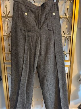 H&M Gray Wide-Leg Wool Blend Trousers